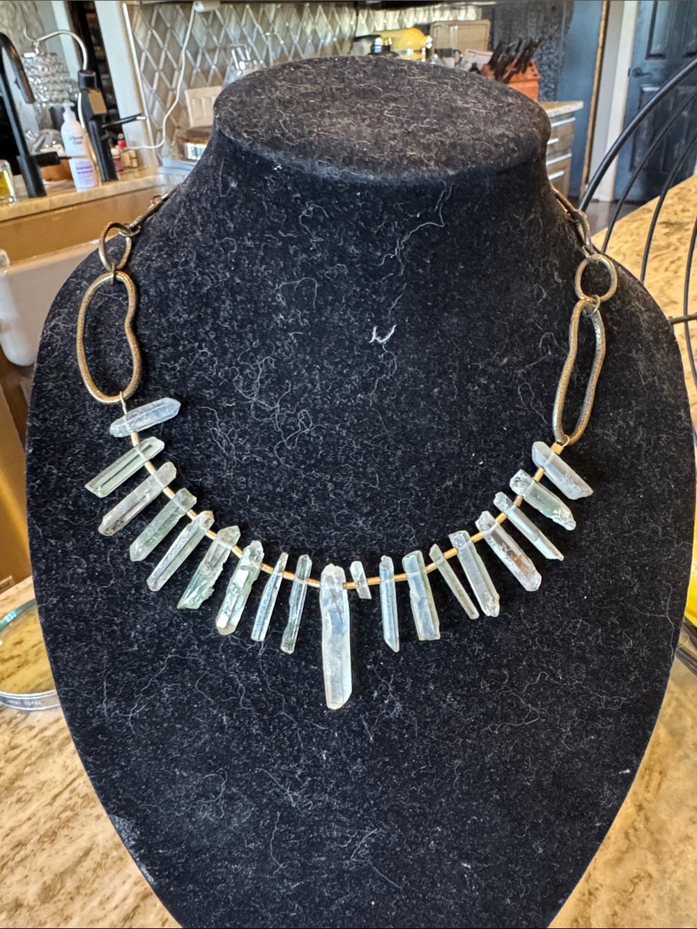Crystal Spike Statement Necklace - Clear Quartz Accent